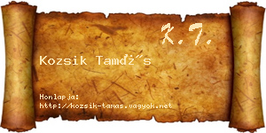Kozsik Tamás névjegykártya